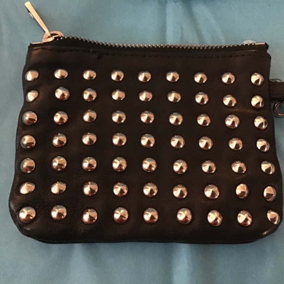 Maje 100% Lambskin Studded Double Sized Wristlet - Picture 2 of 3